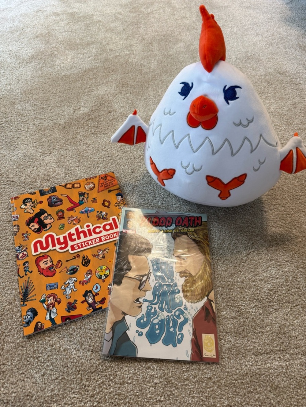 BUNDLE NEW Good Mythical Morning Sticker Book, Blood Oath Comic Book, Plush Toy